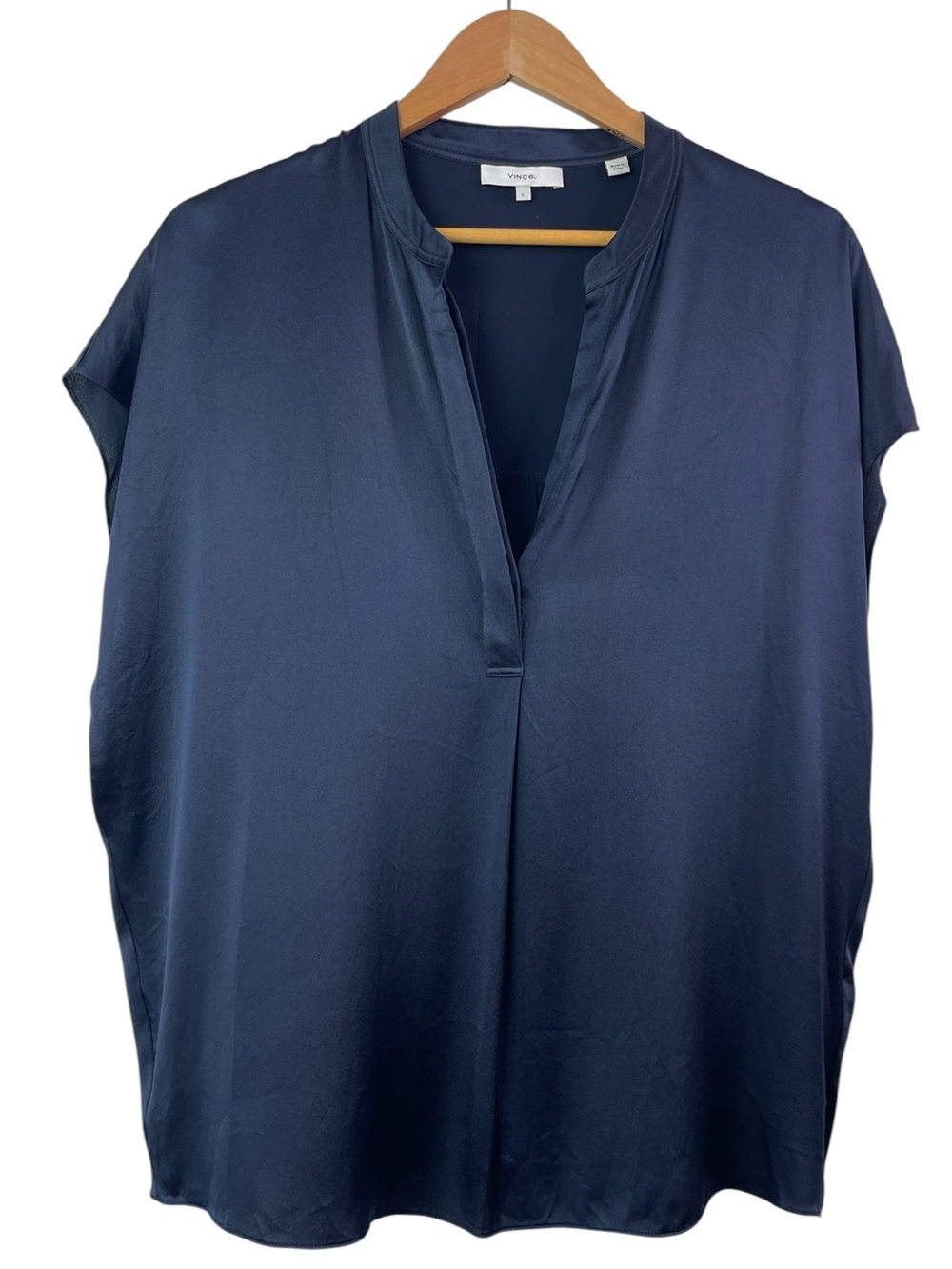 Vince 100% Silk Oversized Blouse Black Relaxed Draped Minimalist Luxury Large
